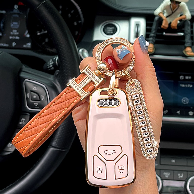 TPU-Car-Remote-Key-Case-Cover-Shell-Fob-per-Audi-4m-A4-B9-A4L-A6-A5 Cover Chiave/telecomando per Audi 4m A4 B9 A4L A6 A5 Q7 S4 S5 S7 8W Q5 TT TTS RS 8S - TPU Car Remote Key Case Cover Shell Fob per Audi 4m A4 B9 A4L A6 A5