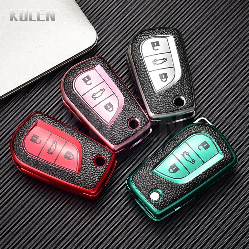 Cover Chiave/telecomando per Toyota Auris Reiz Corolla RAV4 Avensis Yaris Aygo TC IM Hilux - TPU Leather Type Car Key Case Cover Fob For Toyota Auris Reiz Corolla RAV4 Avensis Yaris 1
