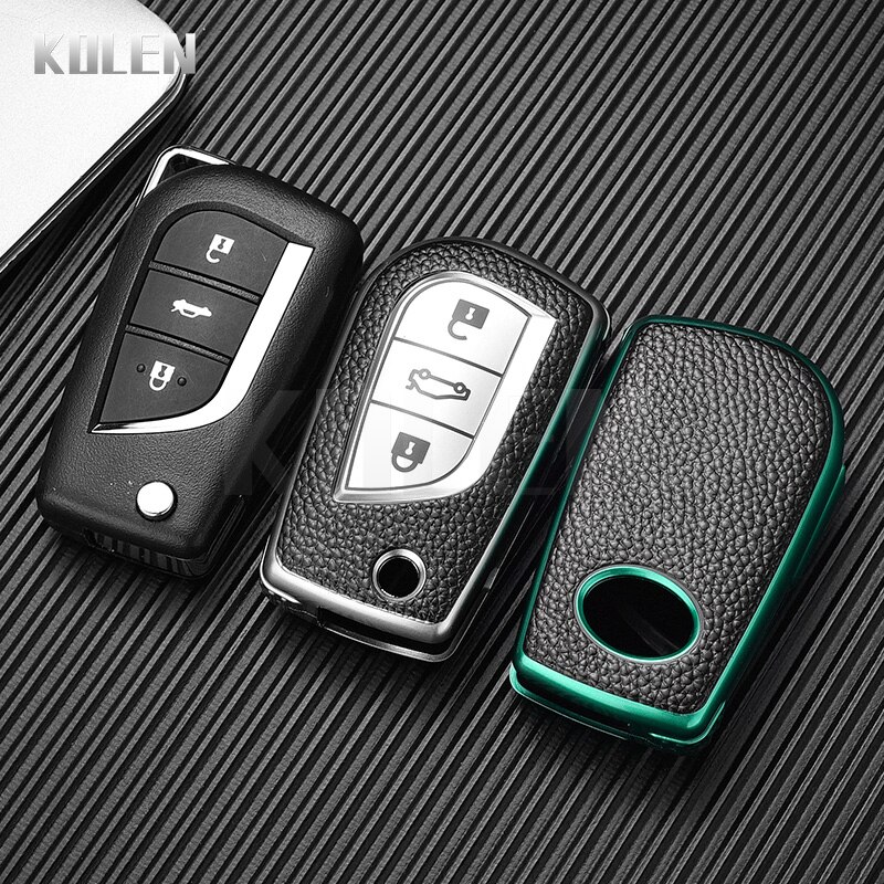 Cover Chiave/telecomando per Toyota Auris Reiz Corolla RAV4 Avensis Yaris Aygo TC IM Hilux - TPU Leather Type Car Key Case Cover Fob For Toyota Auris Reiz Corolla RAV4 Avensis Yaris 2