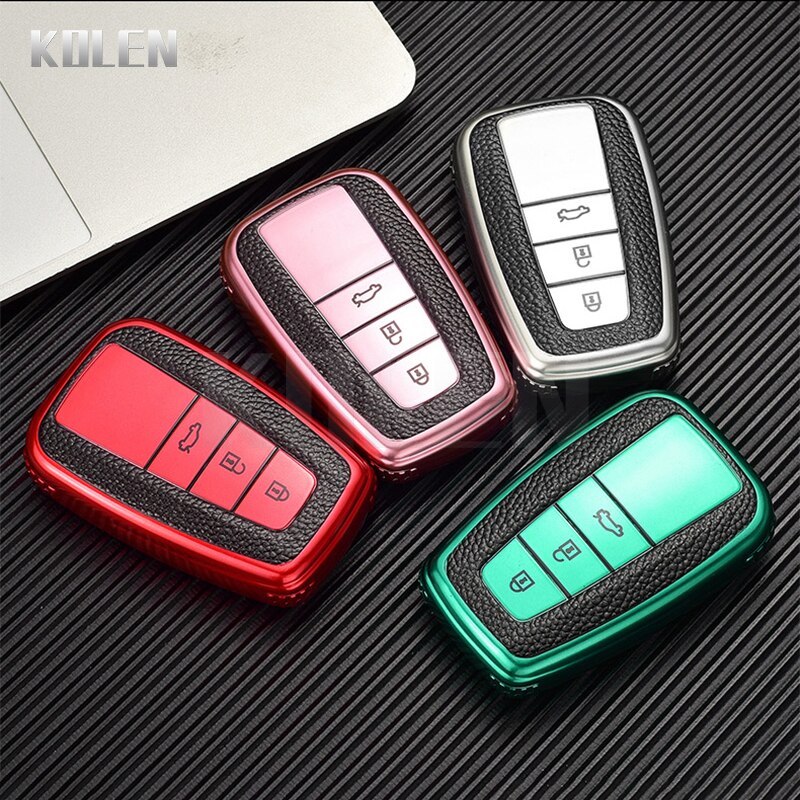 Cover Chiave/telecomando per Toyota Prius Camry Corolla CHR C-HR RAV4 Land Cruiser Prado - TPU Leather Type Car Key Case Cover Fob For Toyota Prius Camry Corolla CHR C HR 1