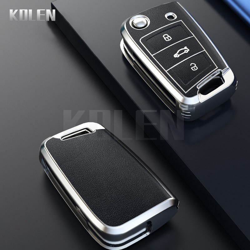 TPU-Leather-Type-Car-Key-Case-Cover-Fob-For-Volkswagen-VW-Golf-7-MK7-Tiguan-Seat-1 Cover Chiave/telecomando per Volkswagen VW Golf 7 MK7 Tiguan Seat Leon Ibiza FR Altea Aztec For Skoda Octavia A7 - TPU Leather Type Car Key Case Cover Fob For Volkswagen VW Golf 7 MK7 Tiguan Seat 1