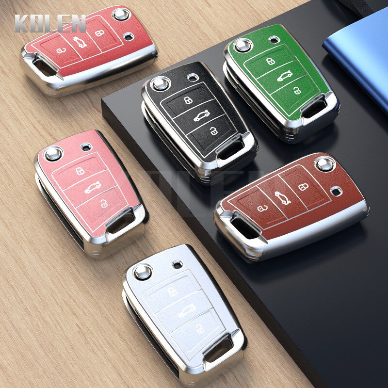 TPU-Leather-Type-Car-Key-Case-Cover-Fob-For-Volkswagen-VW-Golf-7-MK7-Tiguan-Seat Cover Chiave/telecomando per Volkswagen VW Golf 7 MK7 Tiguan Seat Leon Ibiza FR Altea Aztec For Skoda Octavia A7 - TPU Leather Type Car Key Case Cover Fob For Volkswagen VW Golf 7 MK7 Tiguan Seat