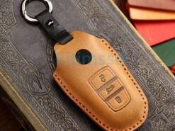 Cover custodia chiave auto per Vw Touareg - Cover portachiavi senza chiave a 3 pulsanti in vera pelle per Vw Touareg Car Styling 3