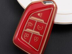 Cover custodia chiave auto per Cadillac CT5 2019 2020 5 pulsanti - Portachiavi a distanza per auto portachiavi senza chiave portachiavi borsa portachiavi per Cadillac CT5 2019 2020 4