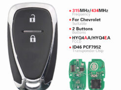 Chiave/Telecomando Per Chevrolet Camaro Equinox Cruze Malibu Spark Hyq4ea Con Chiave Di Emergenza - 2/4 Pulsanti Smart Remote Fob 434mhz Id46 Chip Chevrolet - YIQIXIN 2 4 pulsanti Smart Remote Fob 434MHz ID46 Chip per Chevrolet Camaro Equinox Cruze Malibu 3