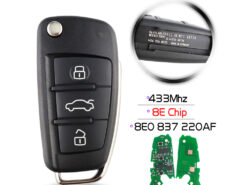Chiave/Telecomando Per Audi A3 S3 Tt A4 S4 Cabrio Quattro Avant 2005-2013 Chiave Di Controllo Automatico 8e0 837 220af 433mhz 8e - Audi